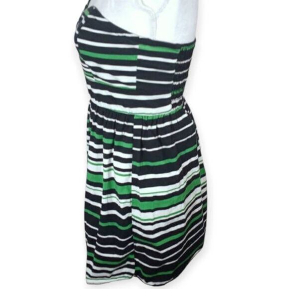 BEBOP GREEN, BLACK, & WHITE STRIPE STRAPLESS DRESS SZ.S EUC. - Picture 4 of 6